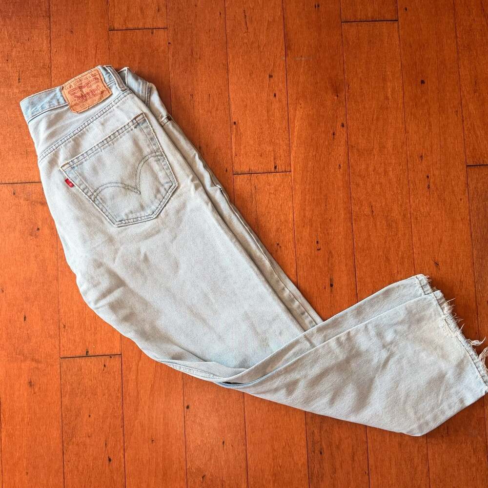 Levi's 505 Straight Leg Jeans Light Wash Raw Hem